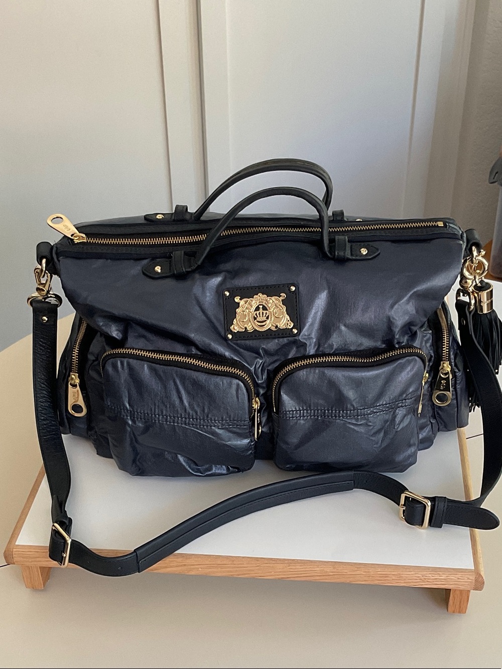 Juicy Couture Navy Travel Weekender Bag with Gold Hardware